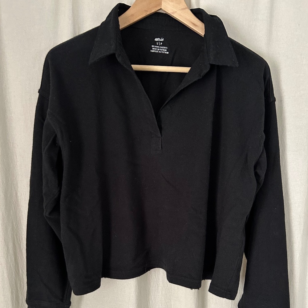Aerie Black Collared long sleeve shirt